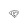 Detail of silver heart ring with pavé cubic zirconia and inner U-shaped horseshoe motif - Letter U (DR240709-U)