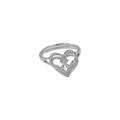 Detail of silver heart-shaped adjustable ring with cubic zirconia and letter inlay - Letter X (DR240709-X)