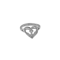 Detail of silver adjustable ring featuring a heart design and letter Y with cubic zirconia - Letter Y (DR240709-Y)