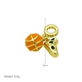 Detail showing orange basketball and golden sneaker charm with size measurements - Basketball Sneaker Style (DB240806-A) Pendant Only (Without Chain)