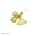 Detail of gold soccer charm with Sports heart and yellow gemstone, size 26mm and weight 3.9g - Soccer Heart Net Style (DB240806-B) Pendant Only (Without Chain)