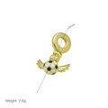 Macro shot of 22mm winged soccer charm with black and white enamel and gold finish - Winged Football Style (DB240820-A) Pendant Only (Without Chain)