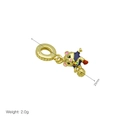 Macro detail of 25mm 925 silver football bear charm with blue enamel jersey and gold plating - Cartoon Bear Football Style (DB240820-D) Pendant Only (Without Chain)