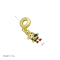 Detail view of a 26mm golden sports charm pendant with colorful enamel and 2.1g weight info - Cartoon Character Style (DB240820-E) Pendant Only (Without Chain)
