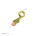 Macro detail of a 28mm gold cactus charm with green crystals and pink enamel base - Cactus Style (DB240820-I) Pendant Only (Without Chain)
