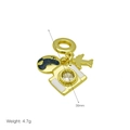 Detailed travel charm with airplane globe and camera in 18k gold plating and enamel - Airplane Earth Camera Style (DB240911-C)