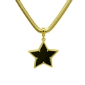 Detail showing the gold star pendant with black enamel inlay and gold snake chain - Black (Pendant Only)