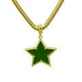 Detail of gold snake chain with star pendant featuring green enamel inlay and beaded edges - Green (Pendant Only (Without Chain))