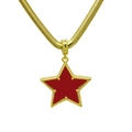 Close-up of a gold-plated snake chain necklace with a red enamel star pendant charm - Red (Pendant Only (Without Chain))