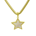 Macro detail of gold-plated snake chain with white mother-of-pearl star pendant - White (Pendant Only)