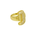 Detail van 18k vergulde letter J ring bezet met micro-pave zirkonia kristallen steen - Verstelbaar Open / Dr240914-j