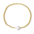 Elegante bracciale di perline dorate con un ciondolo a croce bianca - Stile Bianco (JS-B24082701C)