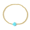 Elegante bracciale di perline placcato oro vintage con ciondolo a croce blu turchese - Stile Celeste (JS-B24082701F)