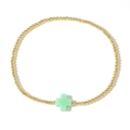 Bracciale con perline dorate e ciondolo a forma di croce verde menta in stile minimal - Stile Verde menta (JS-B24082701G)