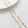 Detail of 14K gold-plated chain with stars and pearls for handmade DIY jewelry making - 3*16mm O-Chain Star Frame Pearl Chain 50cm