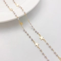 14K gold plated heart and star chain with purple pearls for DIY jewelry making - 7*10mm Smooth Star Pearl Chain 50cm