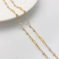 14K gold filled chain with small white pearls for DIY jewelry making and bracelets - 4*11mm Long O-Shape Pearl Chain 50cm