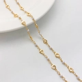 14K gold-plated heart and pearl link chain for DIY jewelry making and necklace design - 5*10mm Heart Frame Pearl Chain 50cm