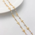 14K gold plated chain with delicate gold stars and white pearls for DIY jewelry making - 7*12mm Star Frame Pearl Chain 50cm