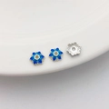 Blauwe emaille bloemkralen met 18K goudlaag voor het maken van handgemaakte sieraden - Stijl 4 Bloemkapje 7mm