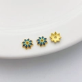 Blaue Cloisonné Blumenperlenkappen in 18K Vergoldung für DIY Schmuckherstellung - Stil 5 Blumenkappe 7mm