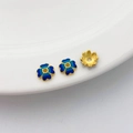 18K vergoldete Blumen-Emaille-Perlen für DIY-Schmuck in Blau und Goldfarben - Stil 7 Blumenkappe 7.5mm
