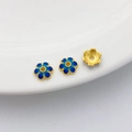 Blumenperle aus blauem Emaille mit 18K Vergoldung für DIY-Schmuck und Bastelprojekte - Stil 9 Blumenkappe 8mm
