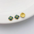 Blumen-Abstandshalter mit 18K Vergoldung und blauem Emaille für DIY-Schmuck - Stil 13 Blumenkappe 8mm