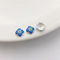 18K vergoldete Cloisonné-Blumenperle mit blauem Emaille für DIY-Schmuck - Stil 14 Blumenkappe 8mm