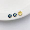 Blau emaillierte Blumen-Abstandshalter mit 18K Vergoldung für DIY-Schmuck - Stil 15 Blumenkappe 8mm