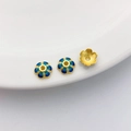 Blaue Cloisonné Blütenperlen mit 18K Vergoldung für DIY Schmuckherstellung - Stil 17 Blumenkappe 8mm