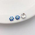 Blaue Cloisonné-Blumenperlenkappen in Silberoptik für die DIY-Schmuckherstellung - Stil 18 Blumenkappe 8mm