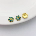 18K vergoldete Blumen-Abstandshalter mit blauer Emaille für DIY Schmuckherstellung - Stil 19 Blumenkappe 10mm