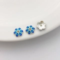 Blaue Emaille-Blumenzwischenperlen mit 18K Vergoldung für DIY-Schmuckherstellung - Stil 20 Blumenkappe 10mm