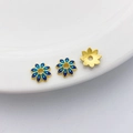 Blaue Emaille Blumenperlen mit 18K Goldbeschichtung für DIY Schmuckherstellung - Stil 21 Blumenkappe 10mm