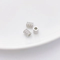 Tres cuentas espaciadoras cilíndricas plateadas con circonitas pavé para joyería DIY - 6# Cilindro de Tres Filas Incrustadas (5.5*7mm)