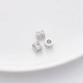 Cuentas cilíndricas de plata con diseño de copo de nieve y circonitas cúbicas claras - 8# Cilindro Tallado Hueco (6.5*6mm)