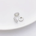 Tres cuentas de copo de nieve plateadas con circonitas para la creación de joyas DIY - 14# Cuenta Anillo Ovalada Incrustada (9.5*11*3mm)
