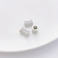 Tres cuentas de copo de nieve plateadas con incrustación de circón para pulseras DIY - 15# Cuenta de Tambor Pavé (8*10.5mm)