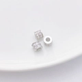 Tres cuentas cilíndricas de plata con circonitas para la creación de collares y pulseras DIY - 17# Abalorio de Strass Cuadrado (5.5*6.5mm)