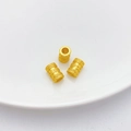 Tres cuentas de barril doradas Mantra Seis Palabras con bordes de greca para joyería DIY - Cuenta de Barril (7x11mm) / Oro Antiguo