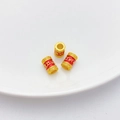 Tres cuentas cilíndricas bañadas en oro con mantra de esmalte rojo para joyería artesanal - Cuenta de Barril (7x11mm) / Rojo
