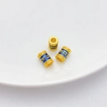 Tres cuentas cilíndricas budistas de oro y esmalte azul con mantra para hacer joyas DIY - Cuenta de Barril (7x11mm) / Azul