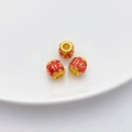 Cuentas cilíndricas del Mantra de Seis Sílabas en oro y rojo para hacer joyas - Cuenta de Tambor (10x11mm) / Rojo