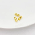 Golden hollow cylinder bead with Good Fortune Chinese characters and red gemstone detail - Amulet Dumpling Bead / 4*10mm