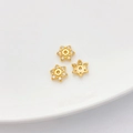Drie 18K vergulde bloem tussenkralen met zirkonia voor het maken van DIY sieraden - Stijl 1 Bloemkapje 7mm Gat 1.2mm