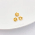 Cuentas de flores caladas bañadas en oro 18K con circonitas para creación de joyas DIY - Estilo 9 Capuchón Flor 8mm Agujero 2mm
