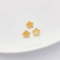 Separadores de flores bañados en oro de 18K con circonitas para crear joyería - Estilo 10 Capuchón Flor 8mm Agujero 1.2mm