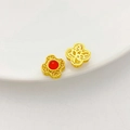 Abalorio de trébol de cuatro hojas dorado con gema roja para creación de joyas DIY - Estilo de Trébol de Cuatro Hojas Hueco / 10*7mm (1 Pieza) / Dorado/Rojo
