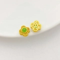 Cuenta de trébol hueco dorado con piedra verde para joyas y collares DIY - Estilo de Trébol de Cuatro Hojas Hueco / 10*7mm (1 Pieza) / Dorado/Verde
